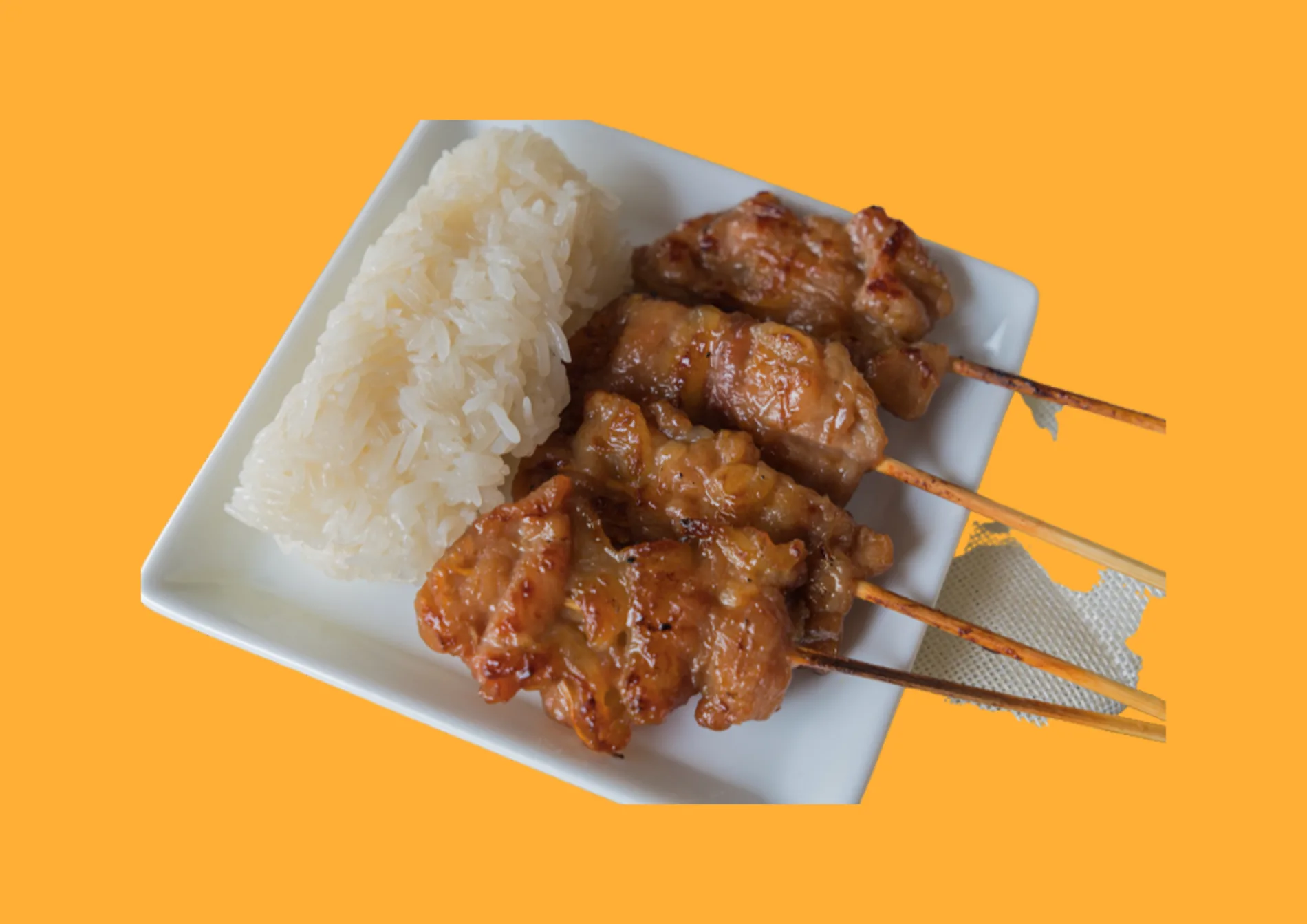 หมูปิ้งสูตรโบราณไม่มีน้ำจิ้มแจ่ว ย่างเตาถ่าน Byยายวิ (หน้าแฟลตรัฐสภา)